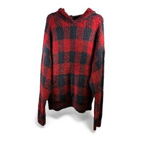 SKIMS NWT Cozy Hoodie Brick Buffalo Check in Black and Red Size L/XL